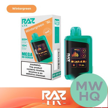 RAZ LTX 25K Puffs 16ML Disposable Device With Adjustable Airflow System & Mega HD Screen - Display of 5
