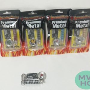 Headway Designs Premium Metal Classic Hand Pipe With Mini Grinder - Assorted Colors [HW-BY005]