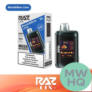 RAZ LTX 25K Puffs 16ML Disposable Device With Adjustable Airflow System & Mega HD Screen - Display of 5