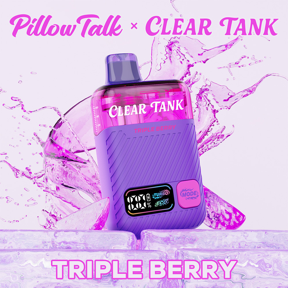 Pillow Talk Clear Tank 60K Puffs 18ML Disposable Device With Dual Mesh - Display of 5 - TEXAS COMPLIANT (MSRP $17.99 Each)