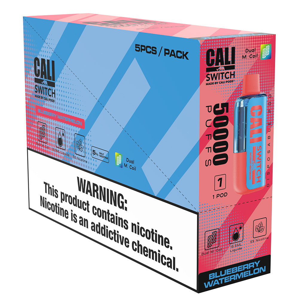 Cali Switch 50K Puffs 15.5ML Disposable Pod Made By Cali Pods - Display of 5 (MSRP $14.99 Each)