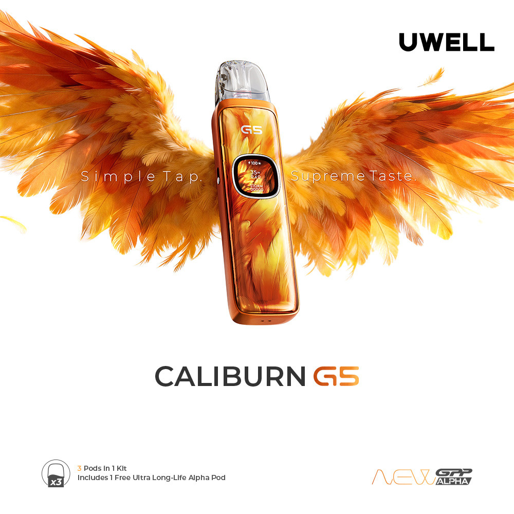 Uwell CALIBURN G5 1600mAh Pod System Starter Kit With 3 x 3ML Refillable CALIBURN GPP Cartridge Pod (MSRP $36.99)