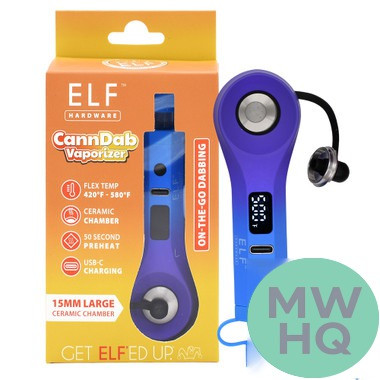 ELF Hardware CannDab VV Preheat Concentrate Vaporizer With LED Screen & USB-C Cable