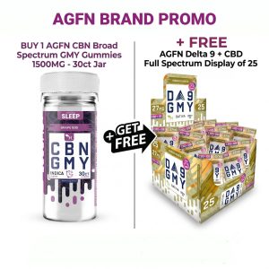 AGFN CBN Broad Spectrum GMY Gummies 1500MG - 30ct Jar (MSRP $29.99)
