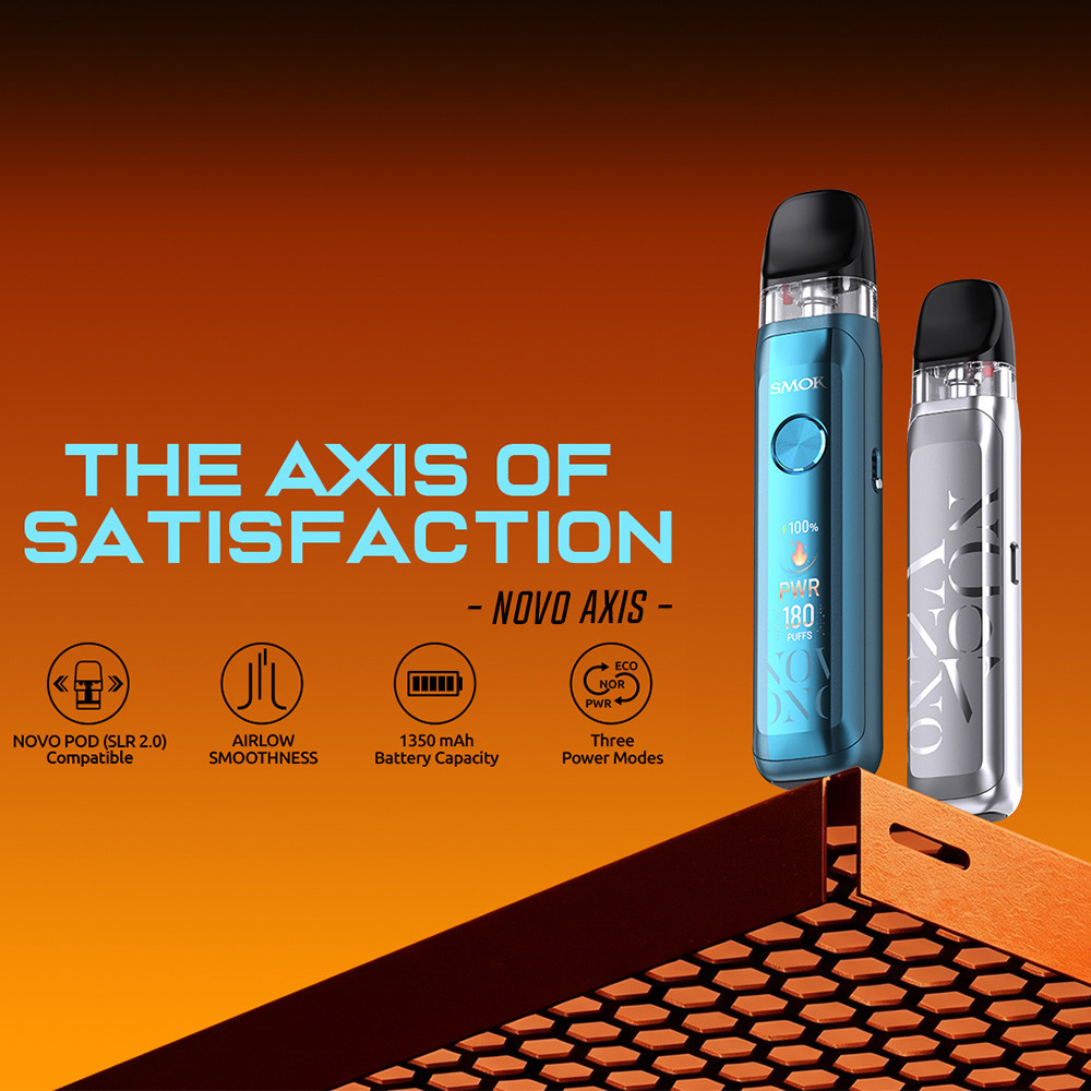 SMOK Novo Axis 1350mAh Pod System Starter Kit With 2 x 2ML Refillable Novo SLR 2.0 Pod (MSRP $29.99)