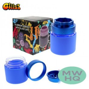 Gliizy Aluminum Grinder With Glass Jar - 73mm - 4 Part