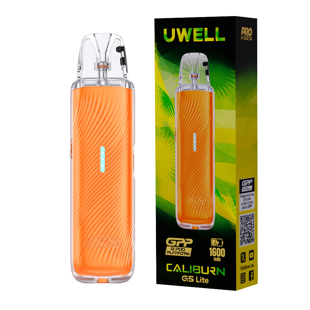 Uwell CALIBURN G5 Lite 1600mAh Pod System Starter Kit With 3ML Refillable CALIBURN GPP Integrated Coil Cartridge Pod (MSRP $14.99)