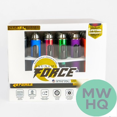 Tsunami Force 650mAh VV Digital Screen Pen Style Battery - Assorted Colors & Skins - Display of 24