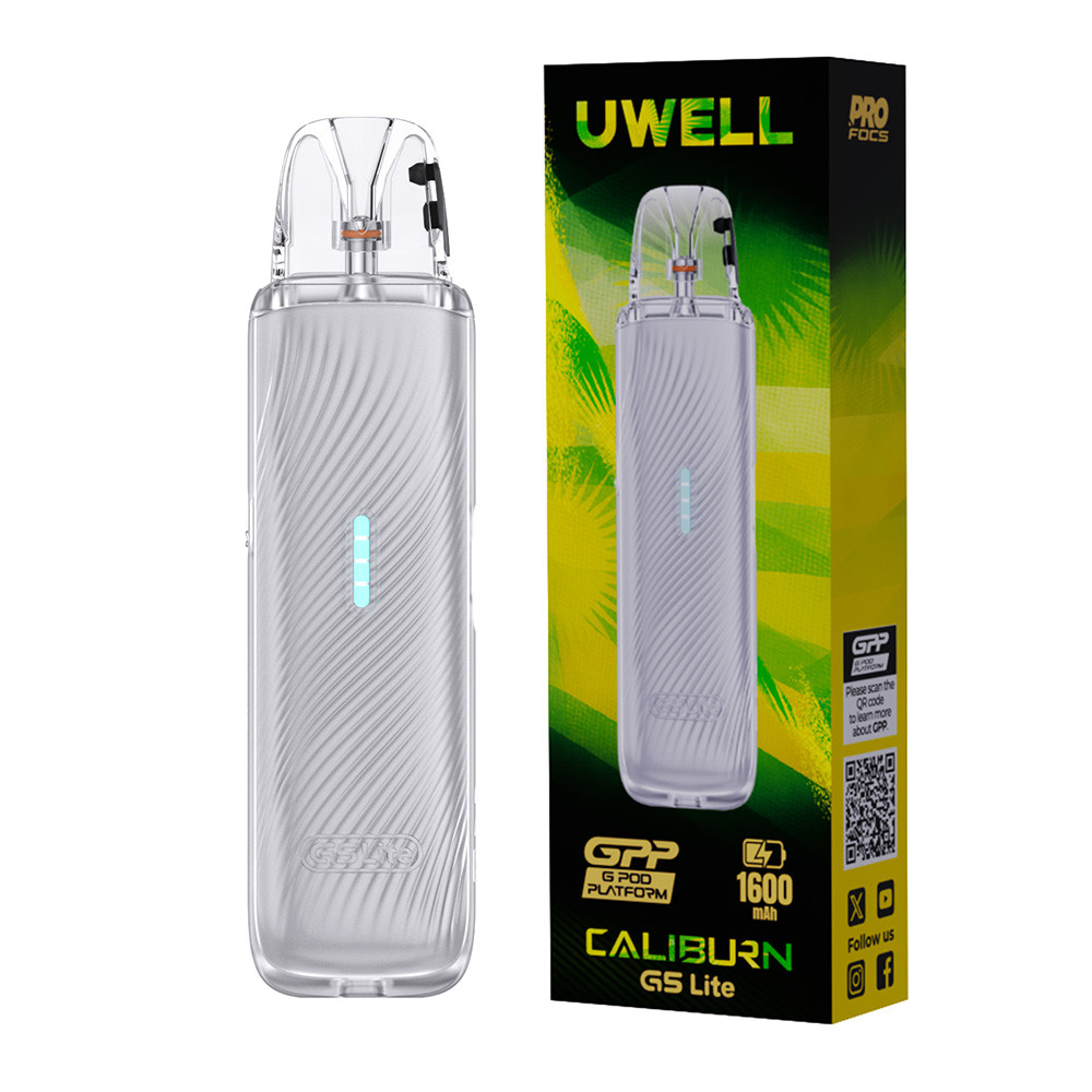 Uwell CALIBURN G5 Lite 1600mAh Pod System Starter Kit With 3ML Refillable CALIBURN GPP Integrated Coil Cartridge Pod (MSRP $14.99)