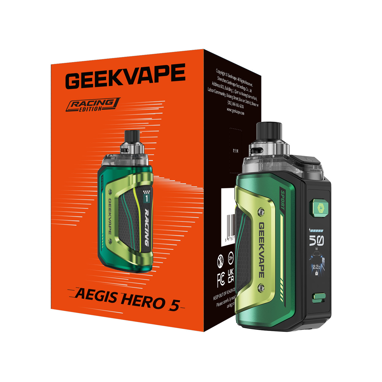 GeekVape Aegis Hero 5 2000mAh Pod System Starter Kit With 6.5ML Refillable Aegis Hero Cartridge (MSRP $49.99)
