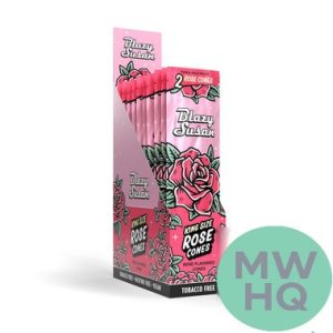 Blazy Susan Rose King Size Cones Tobacco & Nicotine Free Vegan - Pack of 2 - Display of 10 Packs