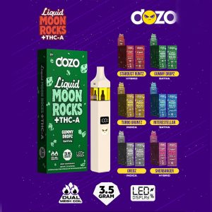 Dozo Liquid Moonrocks + THC-A Hemp Disposable Device 3.5G With LED Screen - Display of 5 (MSRP $28.99 Each)