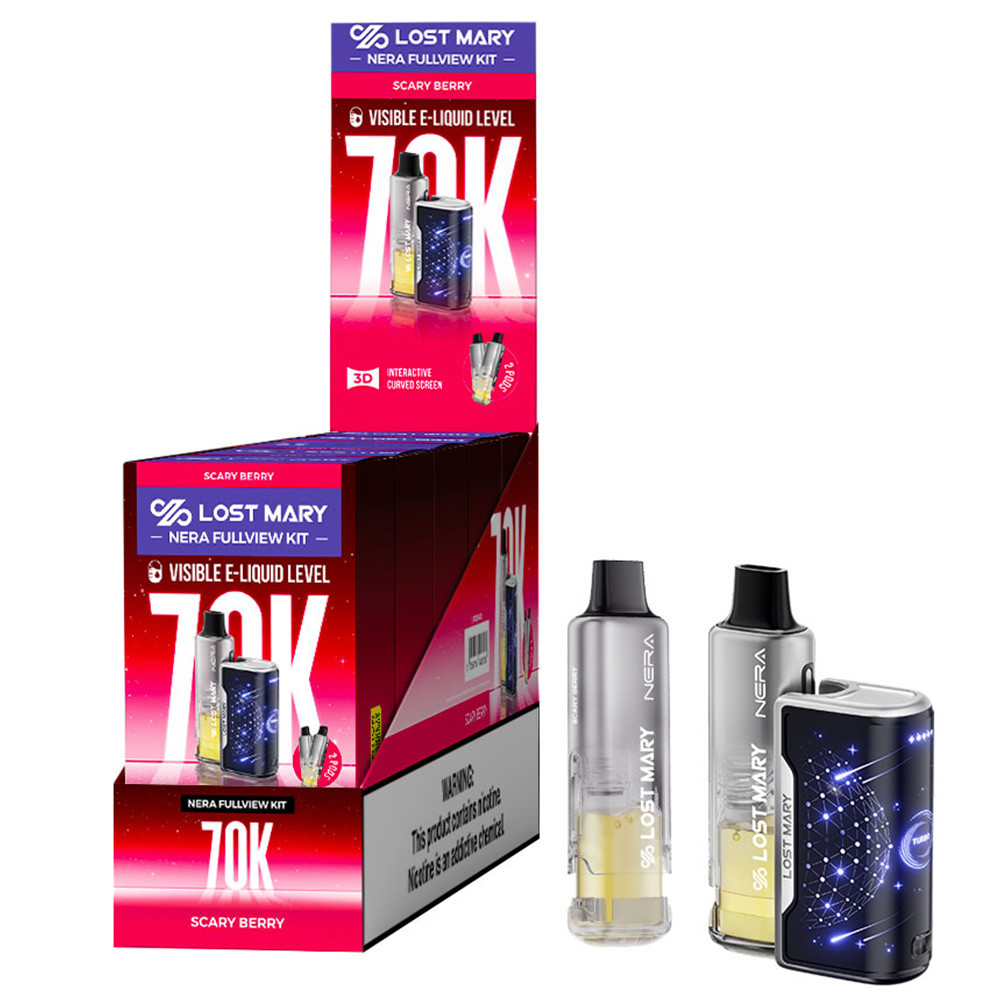 LOST MARY NERA Fullview Kit 70K Puffs 24ML Disposable Device - Display of 5 (MSRP $24.99 Each)