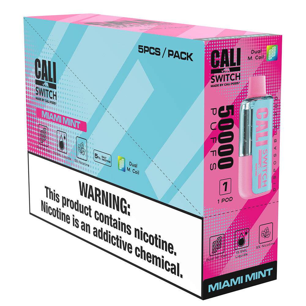 Cali Switch 50K Puffs 15.5ML Disposable Pod Made By Cali Pods - Display of 5 (MSRP $14.99 Each)