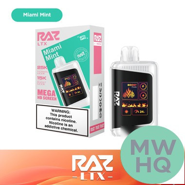 RAZ LTX 25K Puffs 16ML Disposable Device With Adjustable Airflow System & Mega HD Screen - Display of 5