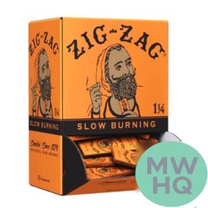 Zig-Zag Slow Burning French Orange Rolling Papers - 1 1/4 Size - Booklet of 32 - Display of 48 Booklets