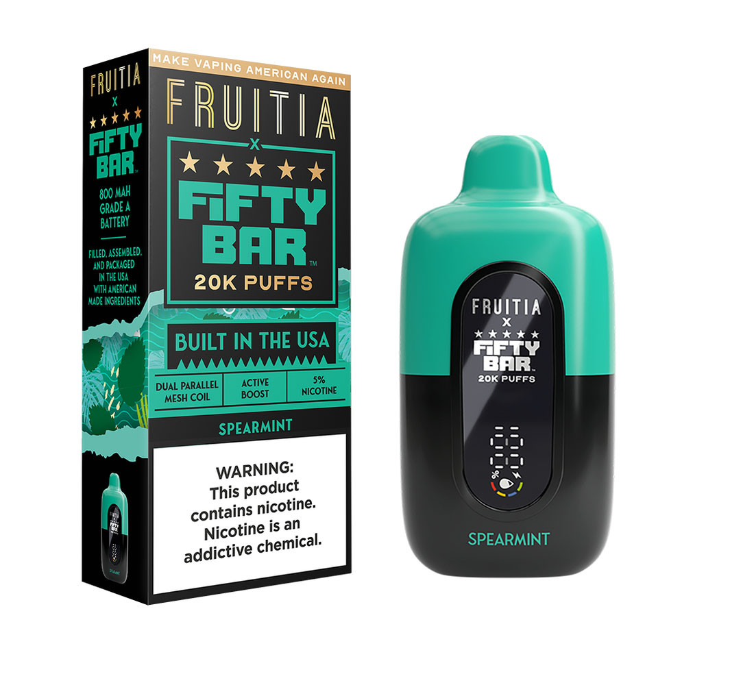 Fruitia x Fifty Bar 18ML 20K Puffs Nicotine Disposable Device With Always Active Boost & Adjustable Airflow - Display of 5 - TEXAS COMPLIANT