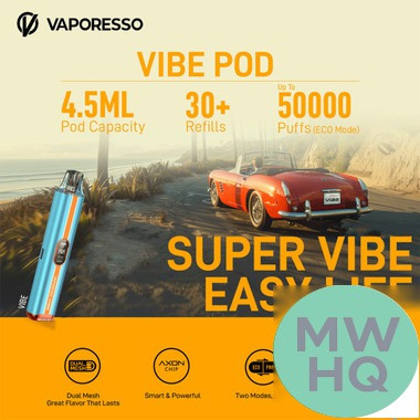 Vaporesso Vibe 1100mAh Pod System Starter Kit With 4.5ML Refillable Vibe Series Cartridge Pod