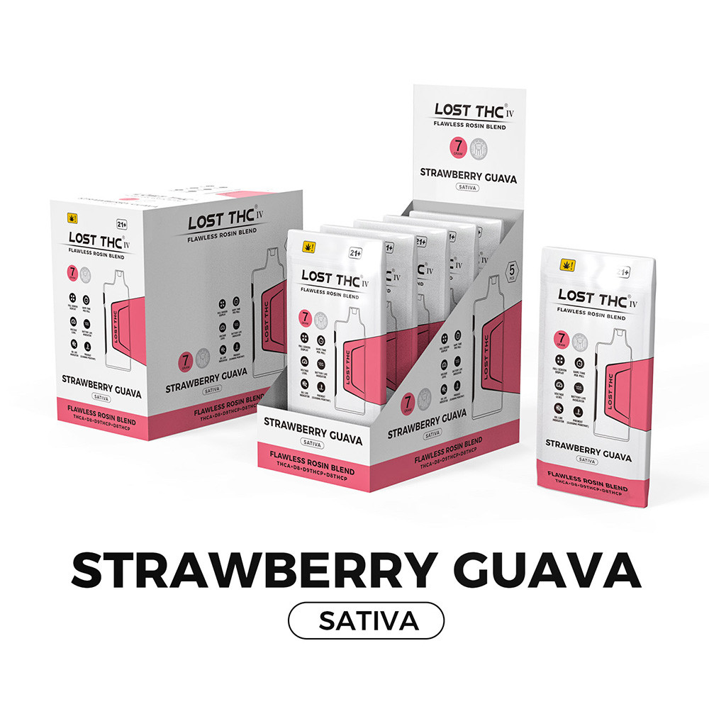 LOST THC IV THCA + D8 + D9THCP + D8THCP Flawless Rosin Blend Disposable Device 7G - Display of 5 (MSRP $34.99 Each)