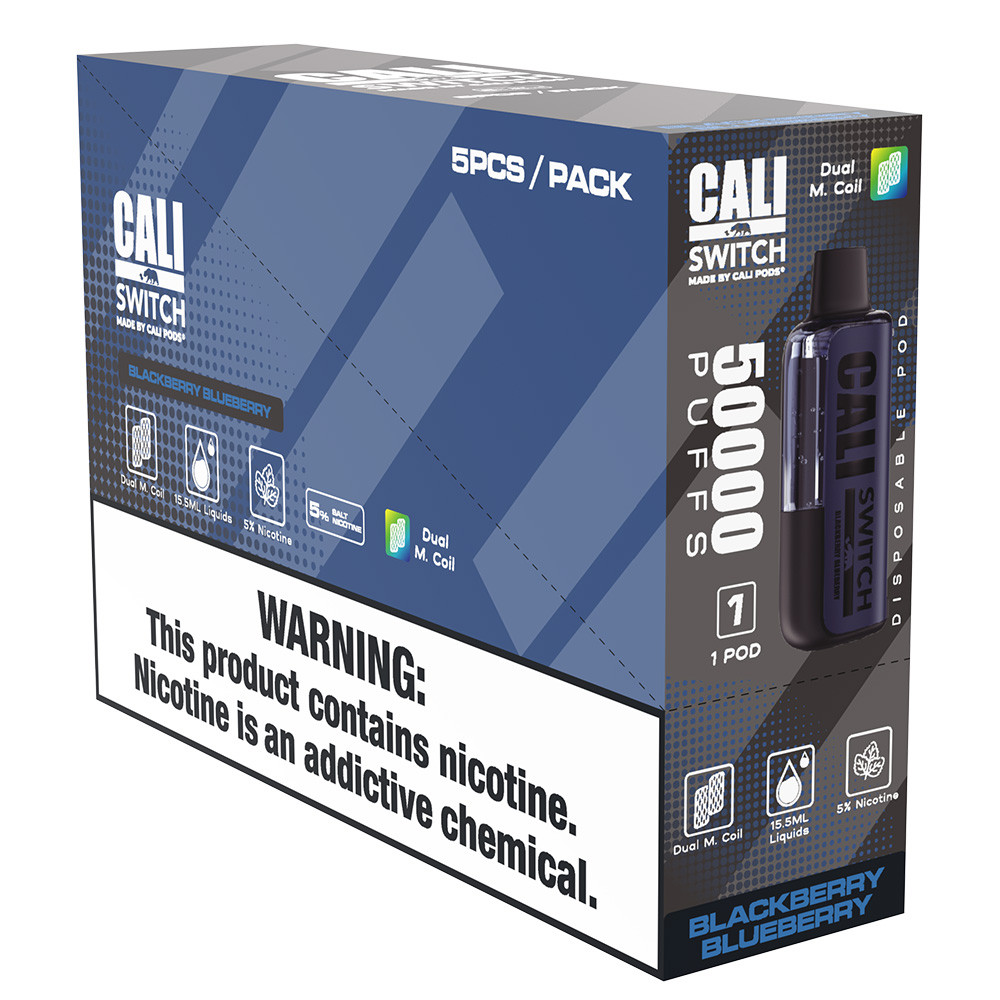Cali Switch 50K Puffs 15.5ML Disposable Pod Made By Cali Pods - Display of 5 (MSRP $14.99 Each)