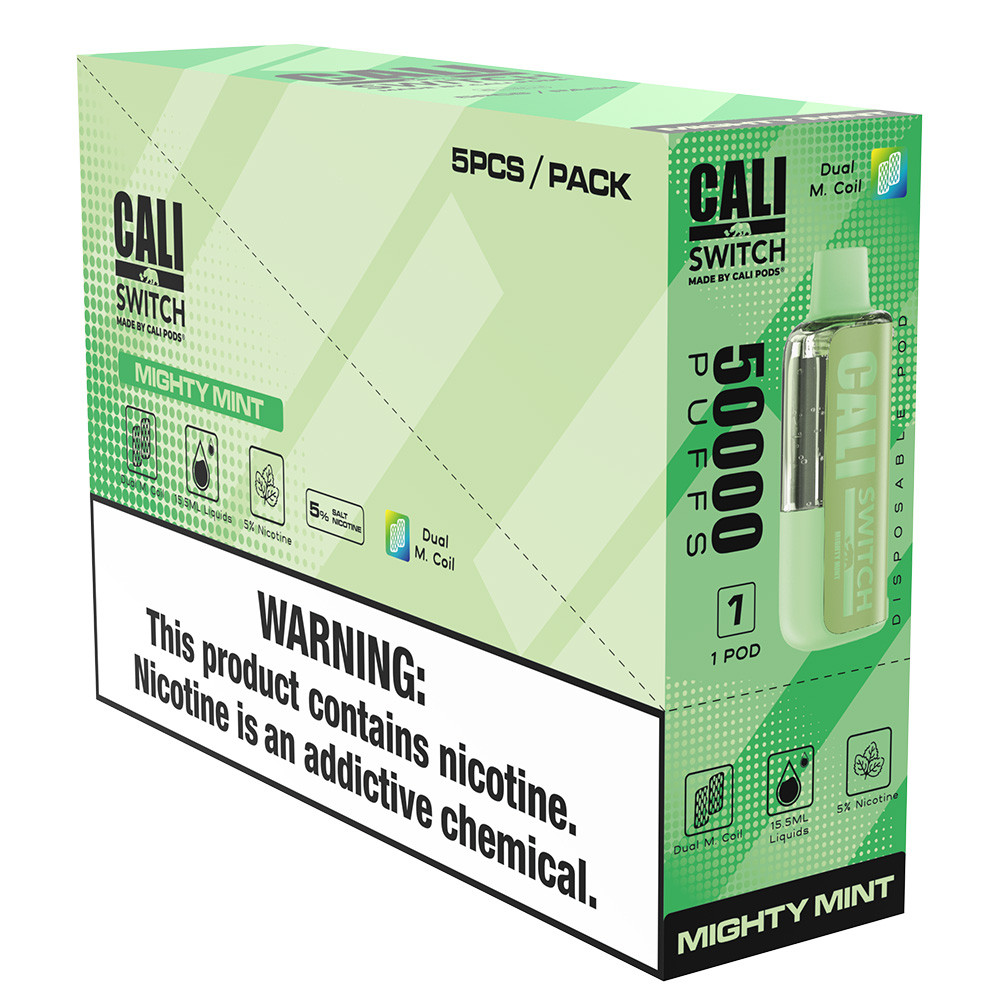 Cali Switch 50K Puffs 15.5ML Disposable Pod Made By Cali Pods - Display of 5 (MSRP $14.99 Each)