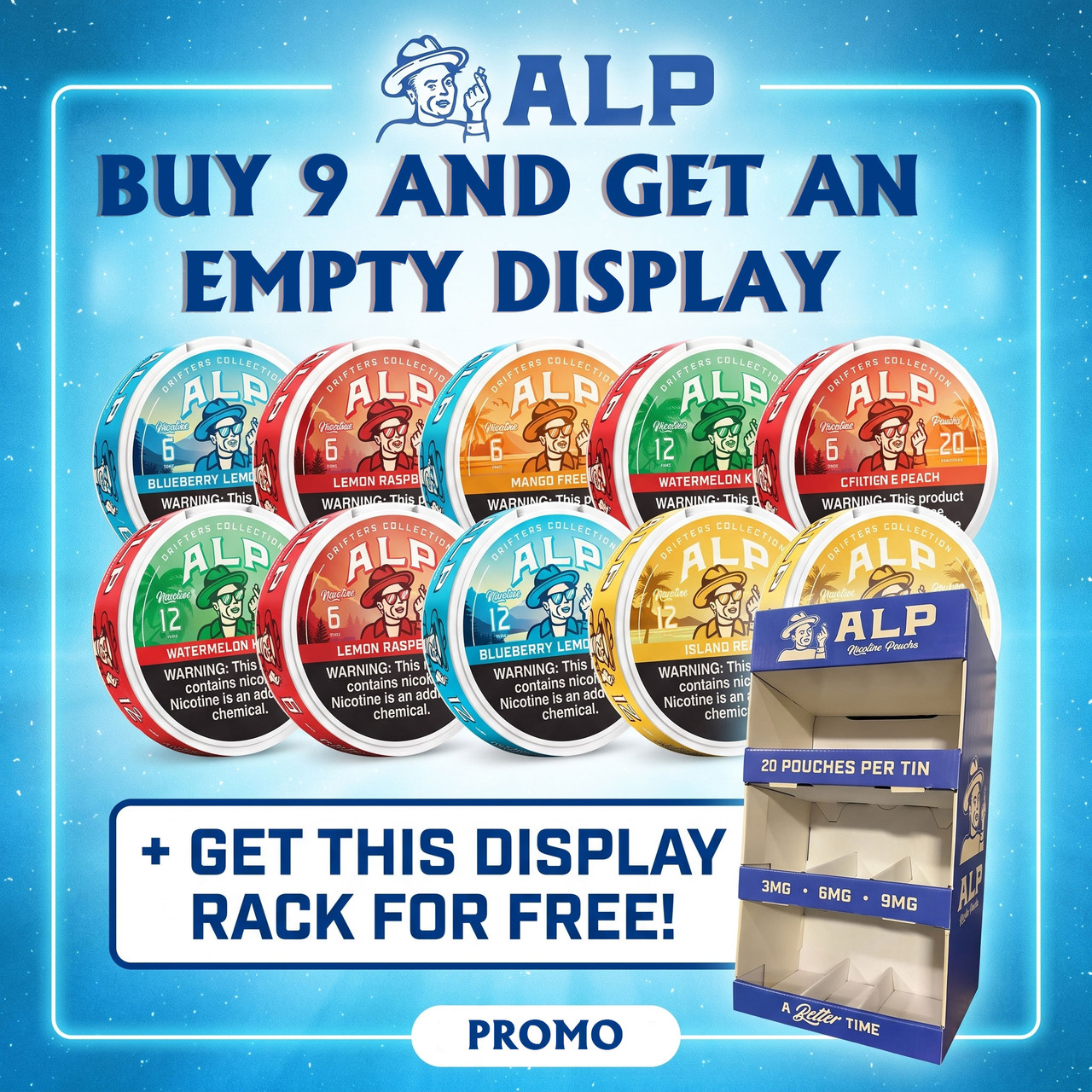 ALP Drifters Nicotine Pouches - 20 Pouches Per Can - Pack of 5 Cans (MSRP $8.99 Each)