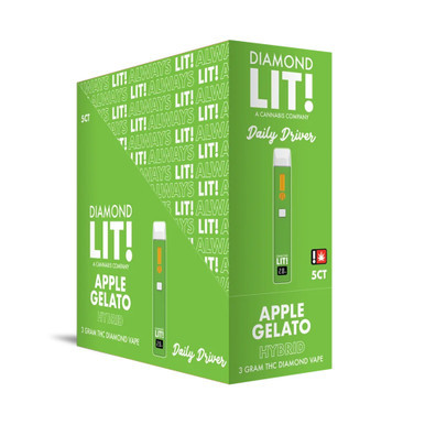Diamond LIT! Daily Driver THC Diamond Disposable Vape 3G - Display of 5 (MSRP $29.99 Each)