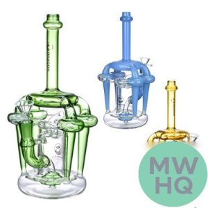 Dragon Glass Water Pipe Abstract Recycler Design With Disc Perc - 424 Grams - 10 Inches - Assorted Colors [DGE-202]