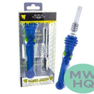 Stratus 4.5" Silicone Bee Honey Dipper With 14mm Quartz Straw