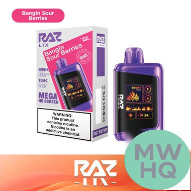 RAZ LTX 25K Puffs 16ML Disposable Device With Adjustable Airflow System & Mega HD Screen - Display of 5