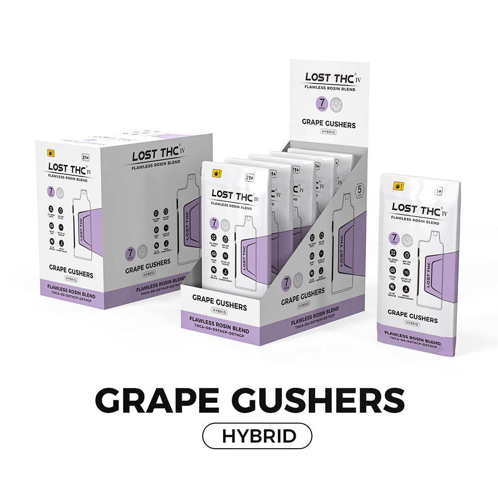 LOST THC IV THCA + D8 + D9THCP + D8THCP Flawless Rosin Blend Disposable Device 7G - Display of 5 (MSRP $34.99 Each)