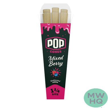 Pop Cones Unbleached 1 1/4 Size Cones - Pack of 6 - Display of 24 Packs