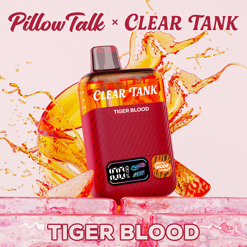 Pillow Talk Clear Tank 60K Puffs 18ML Disposable Device With Dual Mesh - Display of 5 - TEXAS COMPLIANT (MSRP $17.99 Each)