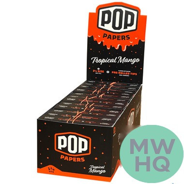 Pop Papers Authentic French Paper Ultra Thin + Pre-Rolled Tips - Display of 24 Packs - Black Display