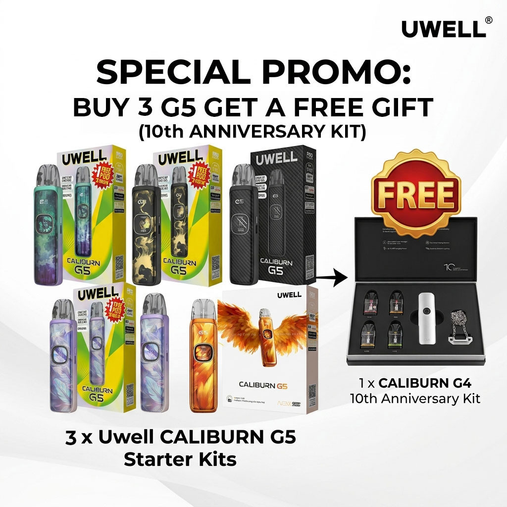 Uwell CALIBURN G5 1600mAh Pod System Starter Kit With 3 x 3ML Refillable CALIBURN GPP Cartridge Pod (MSRP $36.99)