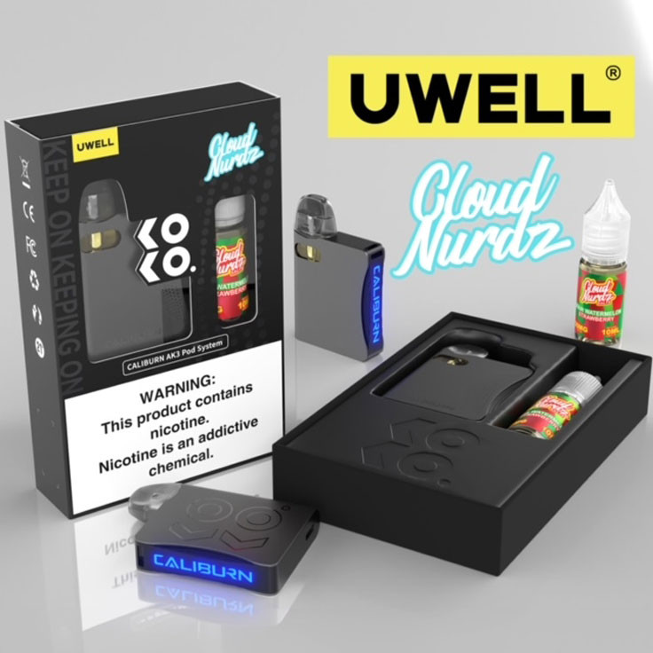 Uwell CALIBURN KOKO AK3 520mAh Pod System Starter Kit With 2 x 2ML Refillable A3S Pods & 10ML 50mg Salt Nicotine E-Liquid Bottle