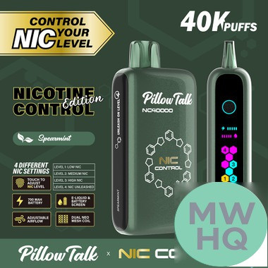 Pillow Talk Nic Control NC40000 Puffs 20ML Disposable Device With Touch To Adjust Nic Level & LED Screen - Display of 5 - TEXAS COMPLIANT