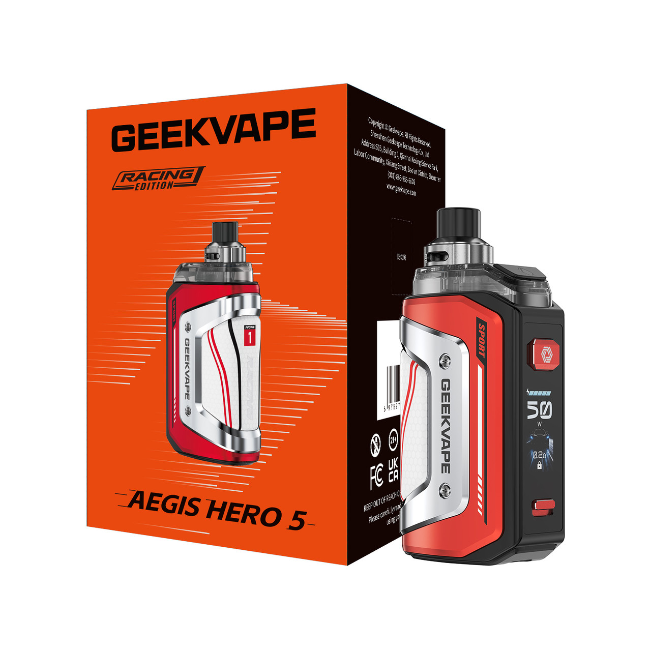 GeekVape Aegis Hero 5 2000mAh Pod System Starter Kit With 6.5ML Refillable Aegis Hero Cartridge (MSRP $49.99)