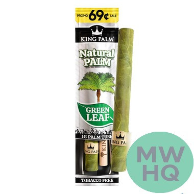 King Palm Green Leaf Mini Palm Tube Rolls 1G - Pack of 1 - Display of 30 Packs