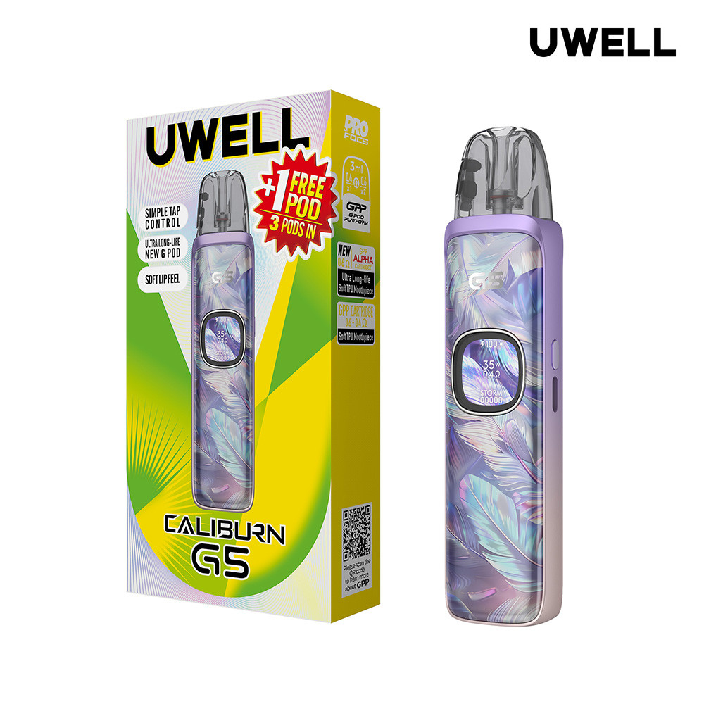 Uwell CALIBURN G5 1600mAh Pod System Starter Kit With 3 x 3ML Refillable CALIBURN GPP Cartridge Pod (MSRP $36.99)