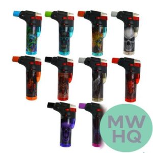 Smokezilla XXL Light-Up Refillable Electronic Butane Torch - Display of 12