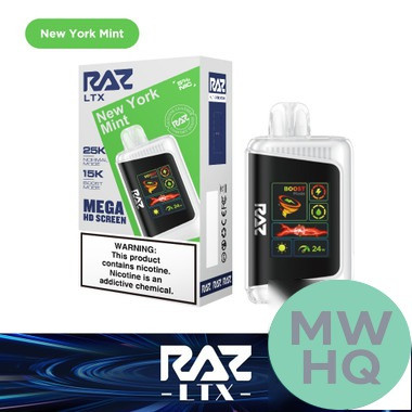 RAZ LTX 25K Puffs 16ML Disposable Device With Adjustable Airflow System & Mega HD Screen - Display of 5