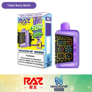 Raz RX 50K Puffs 19ML Nixodine Disposable Vape With LED Screen - Display of 5 (MSRP $24.99 Each)