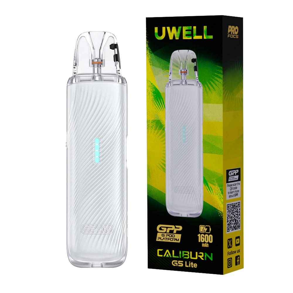 Uwell CALIBURN G5 Lite 1600mAh Pod System Starter Kit With 3ML Refillable CALIBURN GPP Integrated Coil Cartridge Pod (MSRP $14.99)