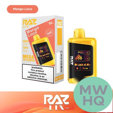RAZ LTX 25K Puffs 16ML Disposable Device With Adjustable Airflow System & Mega HD Screen - Display of 5