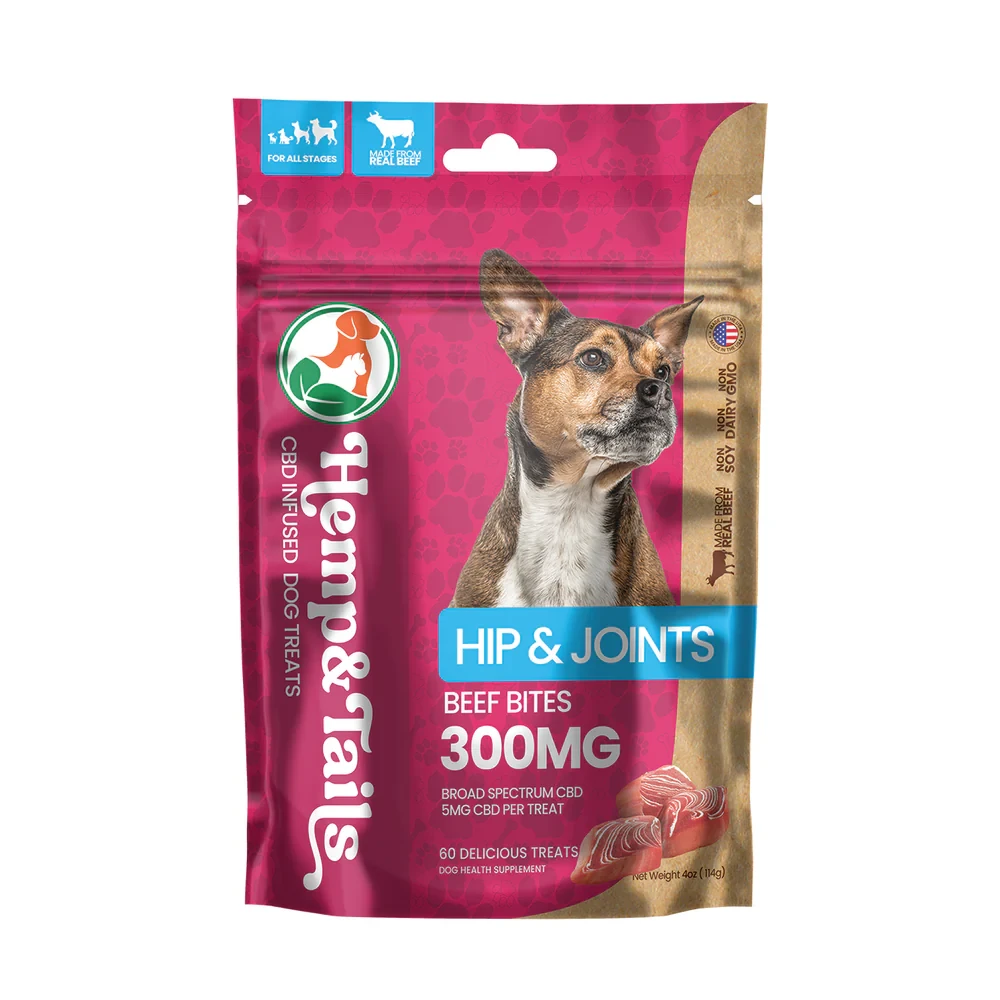 Hemp & Tails Broad Spectrum CBD Infused Pet Treats 300MG - 60ct Pack - Display of 5 Packs (MSRP $17.99 Each)