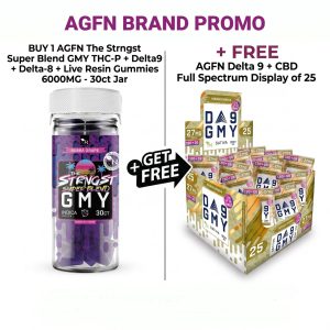 AGFN The Strngst Super Blend GMY THC-P + Delta-9 + Delta-8 + Live Resin Gummies 6000MG - 30ct Jar (MSRP $44.99)