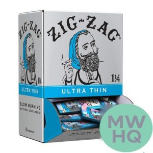 Zig-Zag Slow Burning Ultra Thin Rolling Papers - 1 1/4 Size - Booklet of 32 - Display of 48 Booklets