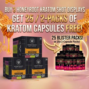 HoneyRoot Full Spectrum Kratom Shot 13ML - Display of 24 (MSRP $14.99 - $17.99 Each)