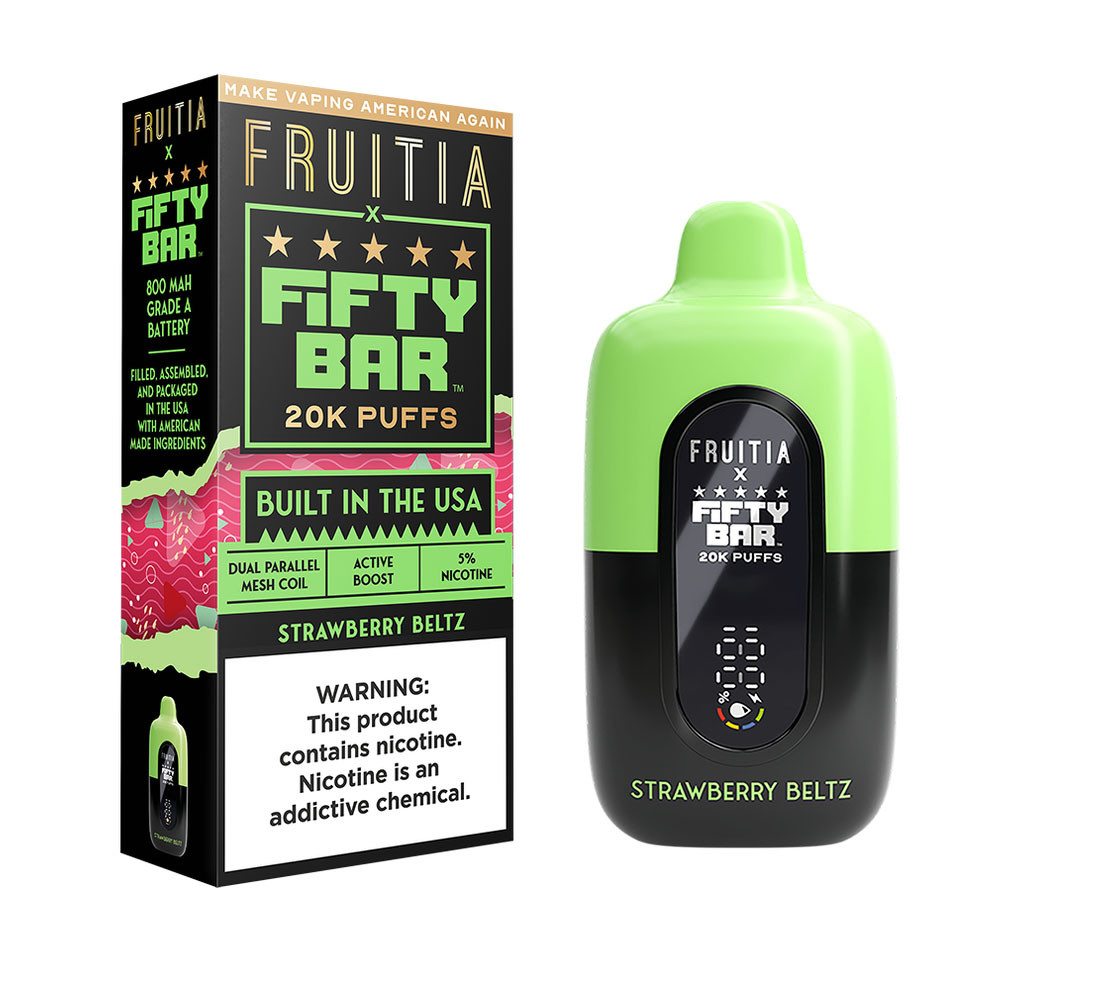 Fruitia x Fifty Bar 18ML 20K Puffs Nicotine Disposable Device With Always Active Boost & Adjustable Airflow - Display of 5 - TEXAS COMPLIANT